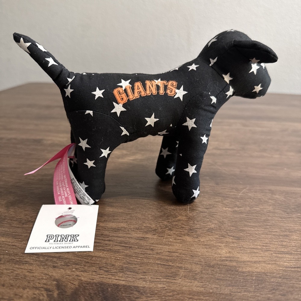 Victoria Secret PINK SF Giants Baseball MLB Dog Plush Black White Stars NWT‎